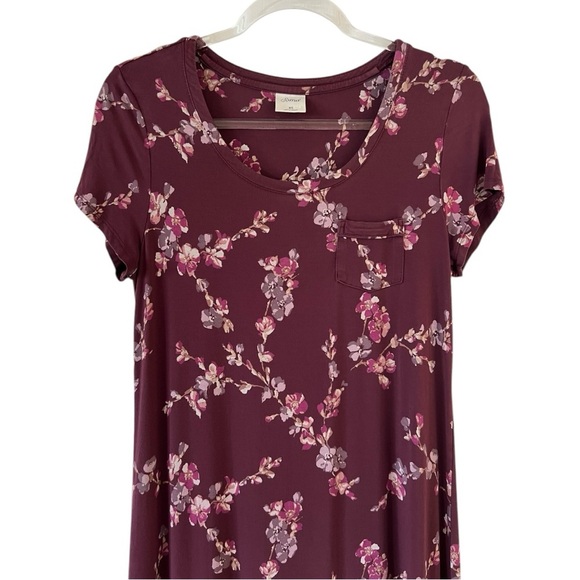 Soma Cool Nights® Burgundy Floral Sleepwear Sleepshirt Nightgown Size XS - Picture 4 of 6
